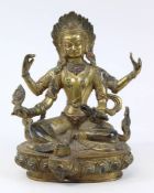 Bodhisattva Avalokiteshvara, Buddha aus Bronze, Tibet 17./18. Jh., der Bodhisattva der Liebe, des