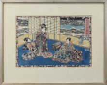 Utagawa Kunisada (1786 - 1865), Szene aus dem klassischen Roman "Genji Monogatari / Die Geschichte
