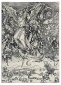 Dürer, Albrecht (Nürnberg 1471 - 1528 Nürnberg), Michaels Kampf mit dem Drachen, Holzschnitt aus der