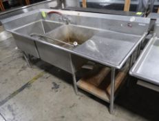 2-compartment sink w/ R drainboard & pre-wash sprayer