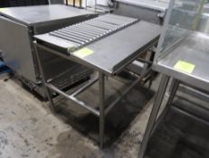 stainless table w/ roller conveyor