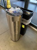 STAINLESS WIPE DISPENSER AND TRASH CAN