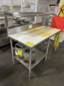 JOHN BOOS 5FT POLYTOP TABLE W/ OVERSHELF
