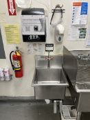 KNEE OPERATED HAND SINK W/ SOAP AND PAPER TOWEL DISPENSER
