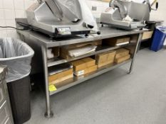 6FT STAINLESS STEEL TABLE W/ STORAGE AND BACKSPLASH