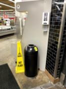 TORPEDO TRASH CAN AND WET FLOOR SIGN