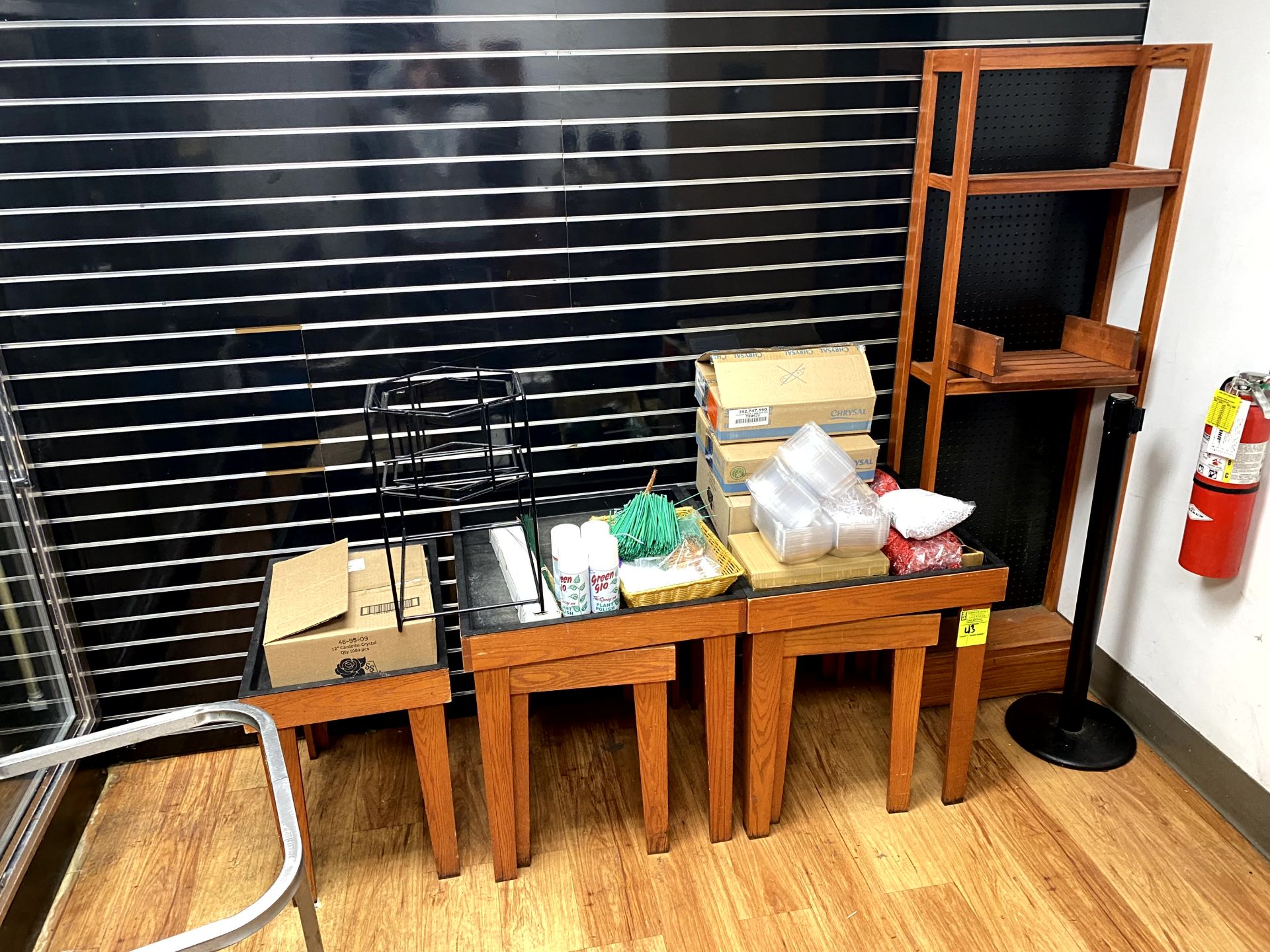 ASSORTED WOOD DISPLAY TABLES