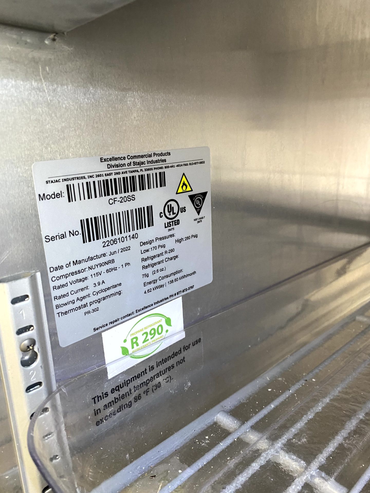 2022 EXCELLENCE STAINLESS FREEZER - Image 3 of 3