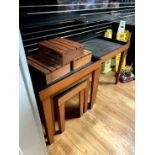 ASSORTED WOOD DISPLAY TABLES