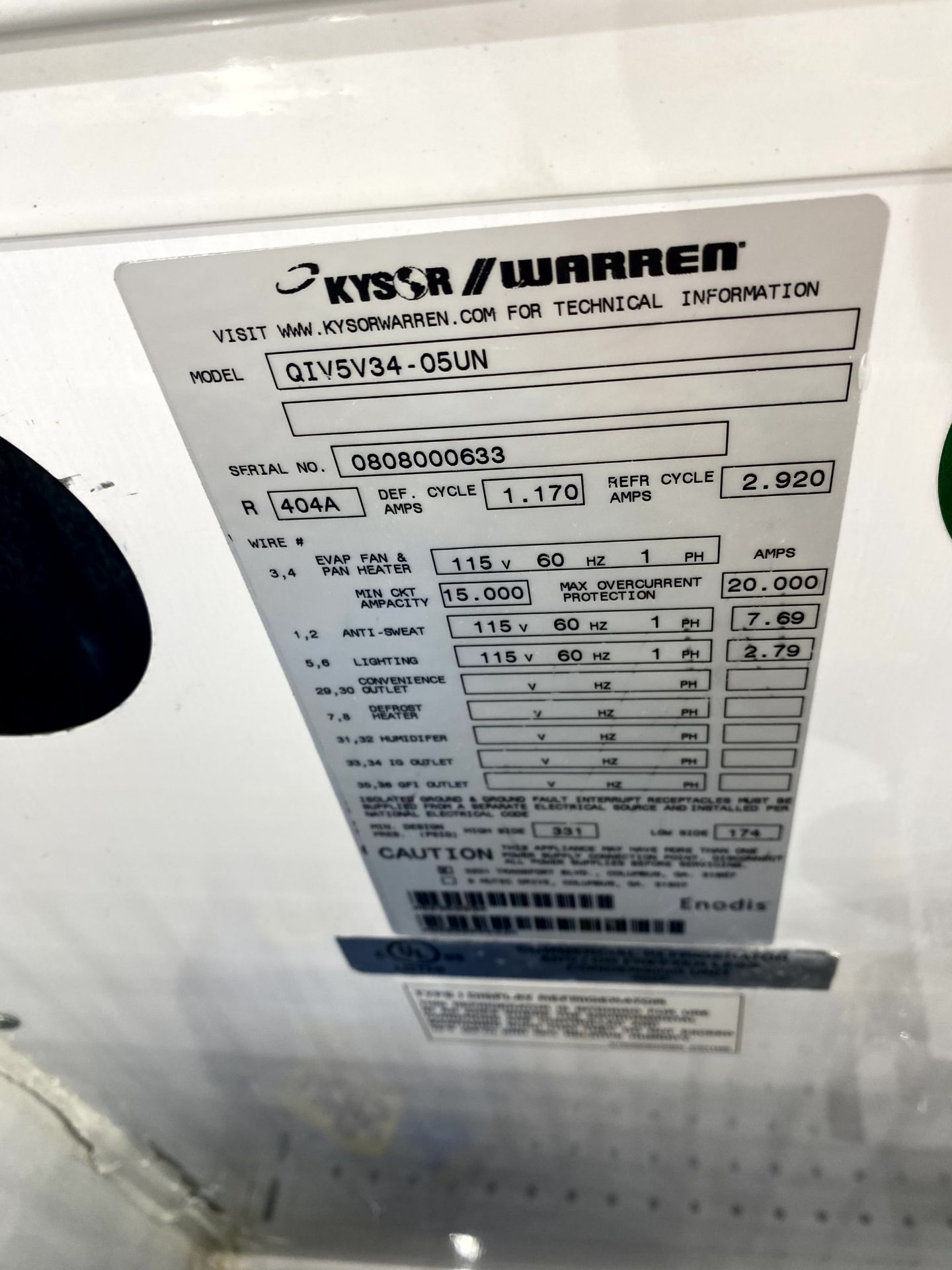 KYSOR WARREN 5 DOOR LOW TEMP - Image 3 of 3