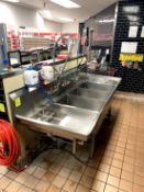 THREE COMPARTMENT STAINLESS STEEL SINK