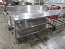 stainless table w/ 2) undershelves & backsplash