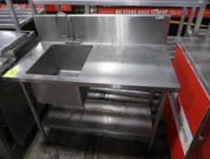single compartment sink w/ R drainboard & undershelf
