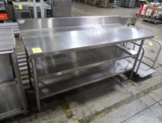 stainless table w/ 2) undershelves & backsplash