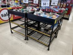 PORTABLE 3-TIER WIRE BIN MERCHANDISERS