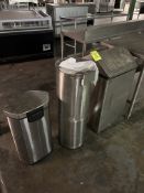 TRASH CANS AND STAINLESS WIPE STAND