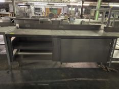 8FT STAINLESS STEEL TABLE W/ STORAGE AND BACKSPLASH