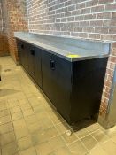 BAR BACK STAINLESS TOP MILLWORK CABINET W/ METAL LEGS