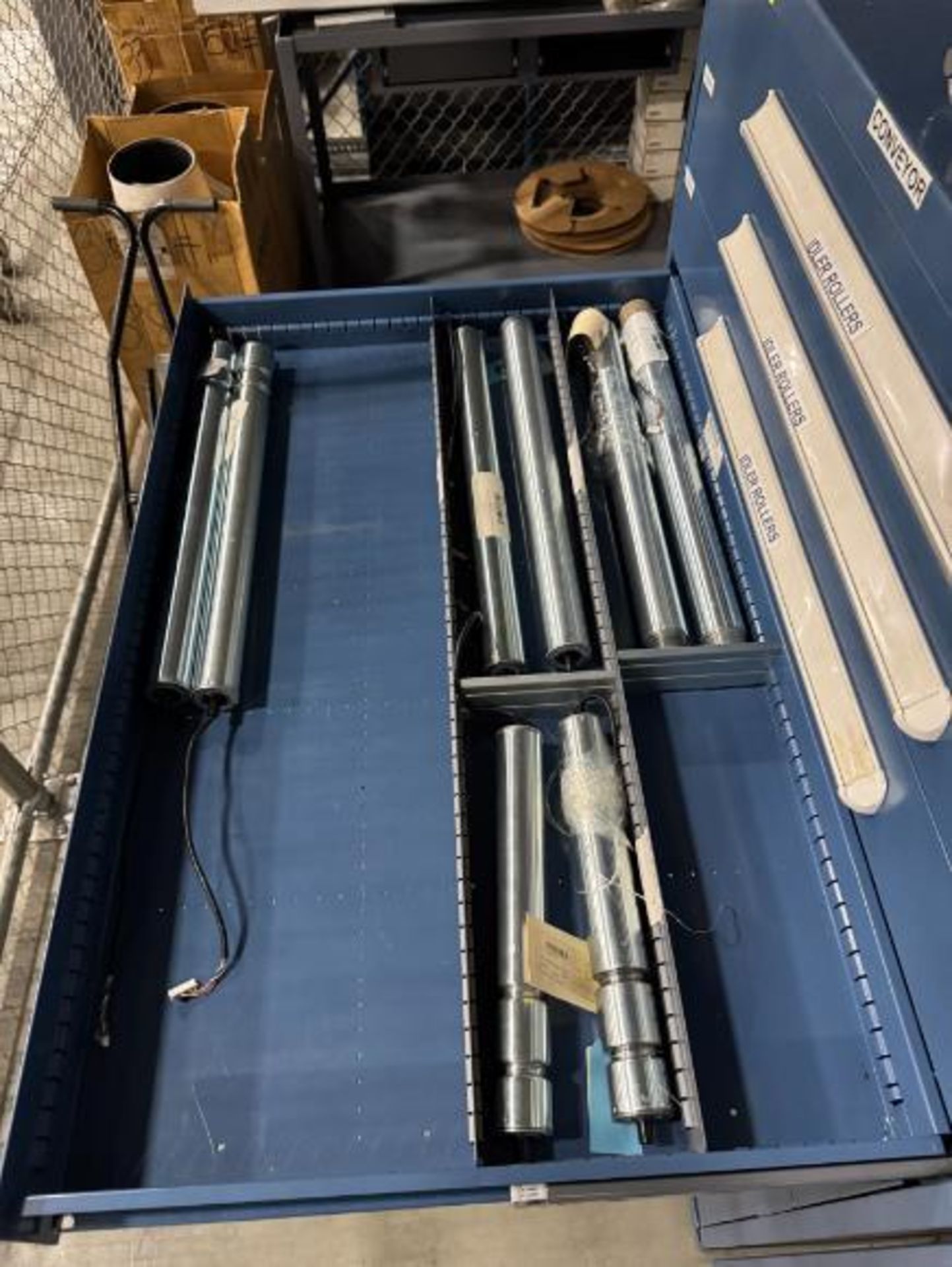 contents of 9) drawers- conveyor idler rollers, drive rollers, - Image 4 of 9