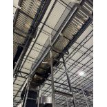 Invata partially powered roller conveyor, on ~16' uprights