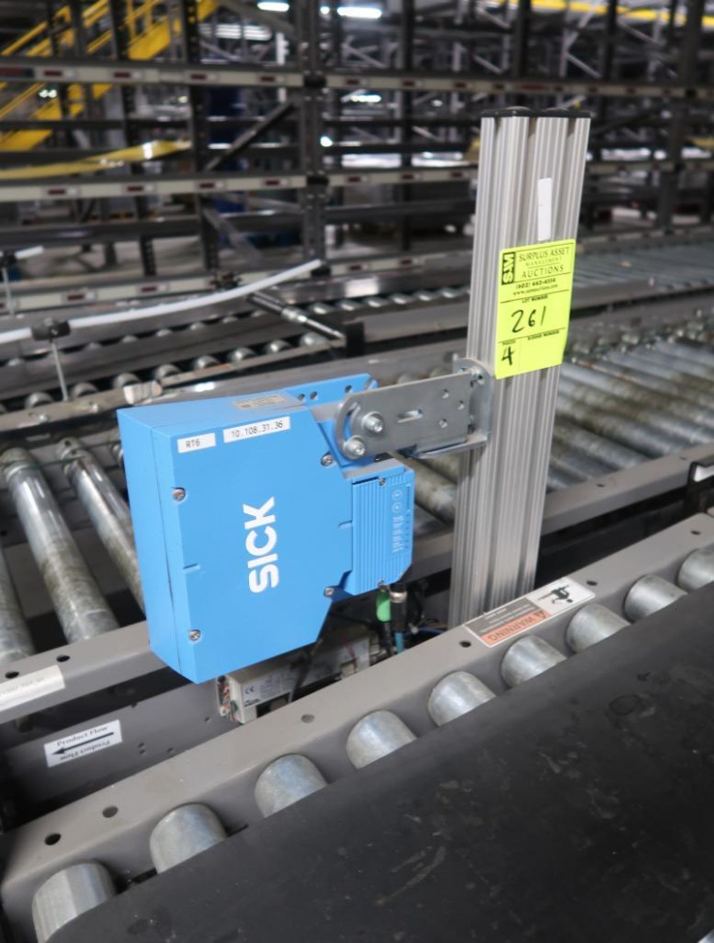 Sick bar code reader, w/ power supply, mirror hood, & stand