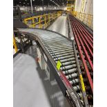 Invata partially powered roller conveyor, on ~16' uprights