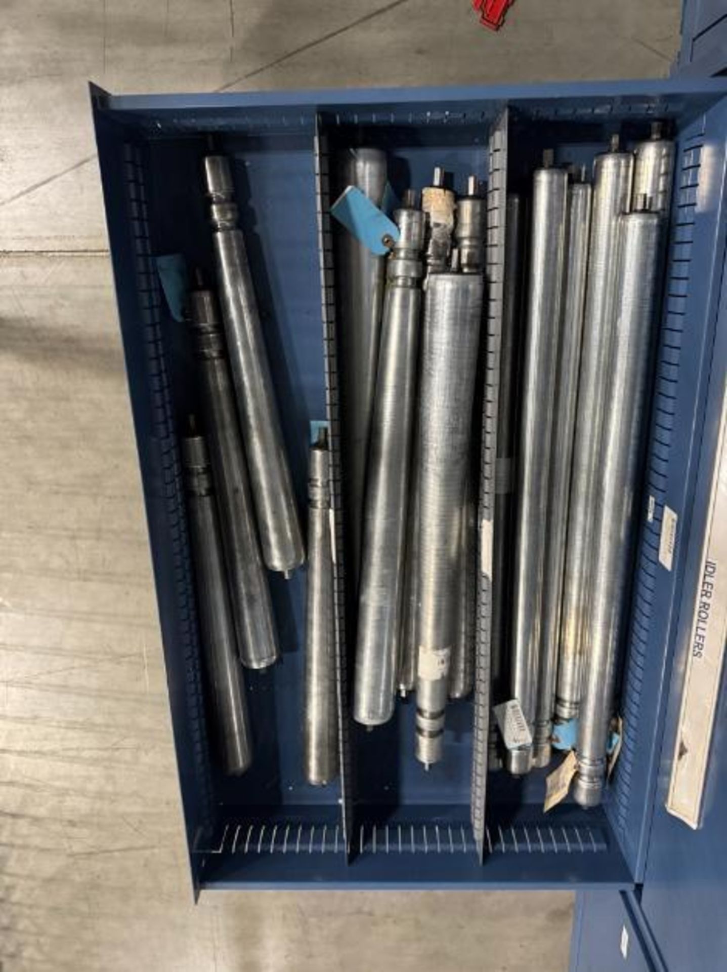 contents of 9) drawers- conveyor parts, idler rollers, belts, - Image 11 of 11