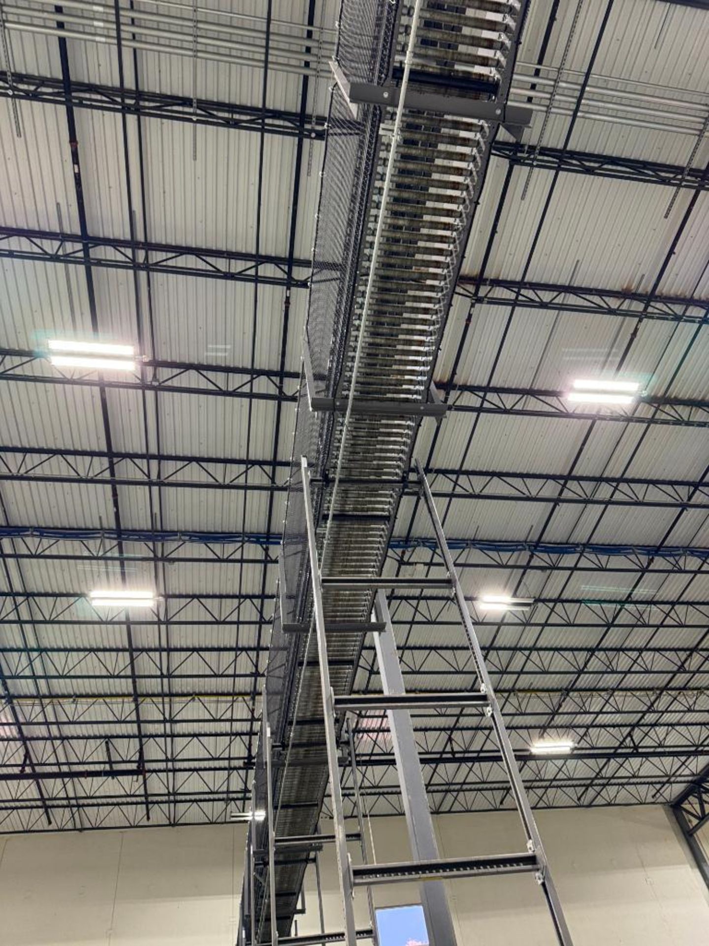 Invata partially powered roller conveyor, on ~16' uprights - Image 6 of 6