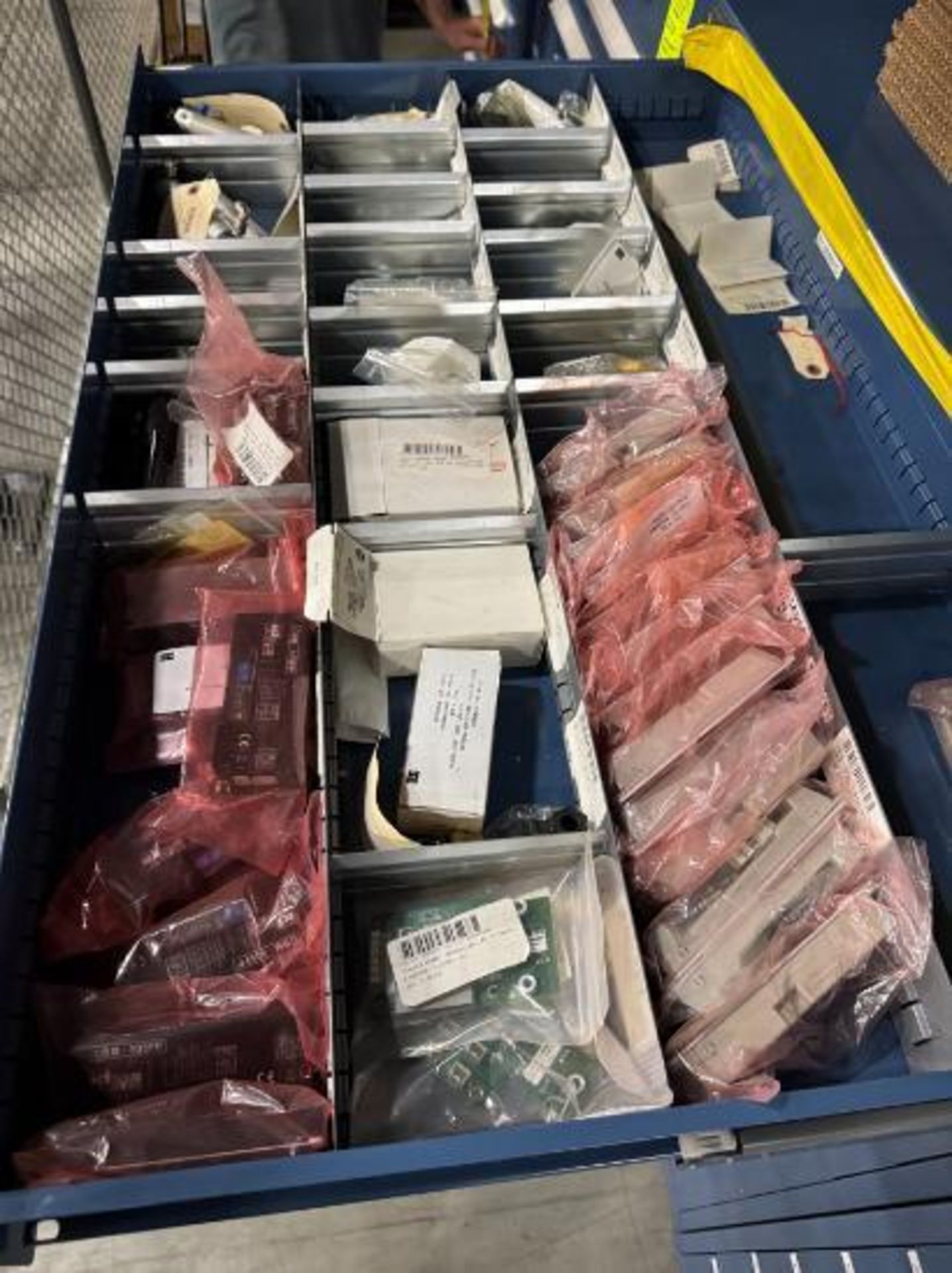 contents of 9) drawers- conveyor parts, idler rollers, belts,
