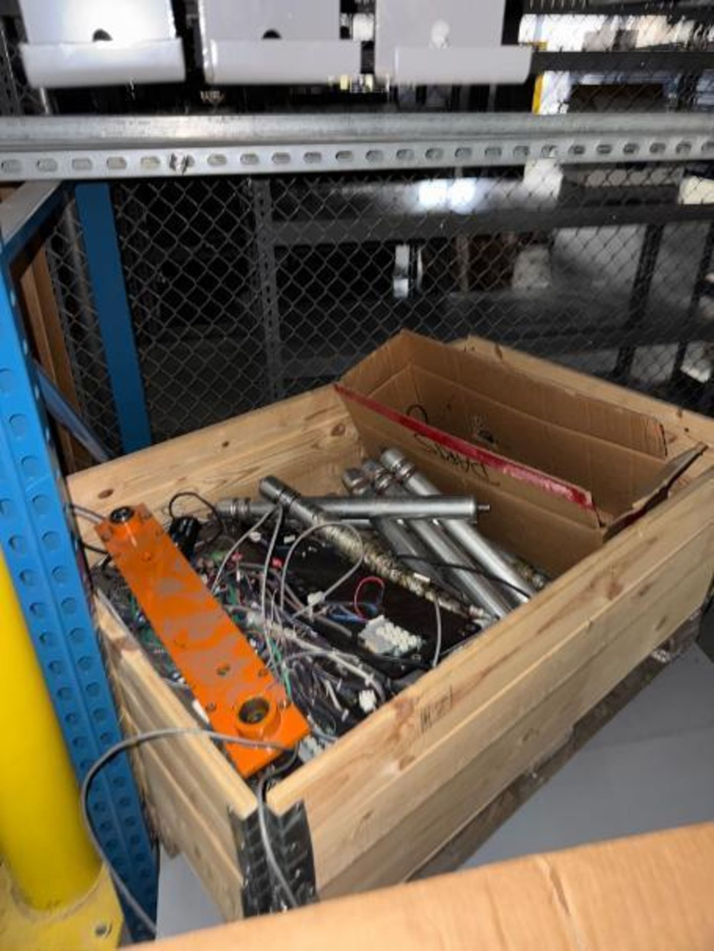 pallet racking, 4) sections, w/ contents- roller conveyor, shoe sorter parts, - Image 8 of 11
