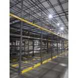 11) sections of pallet racking w/ gravity flow rollers
