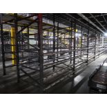 11) sections of pallet racking w/ gravity flow rollers