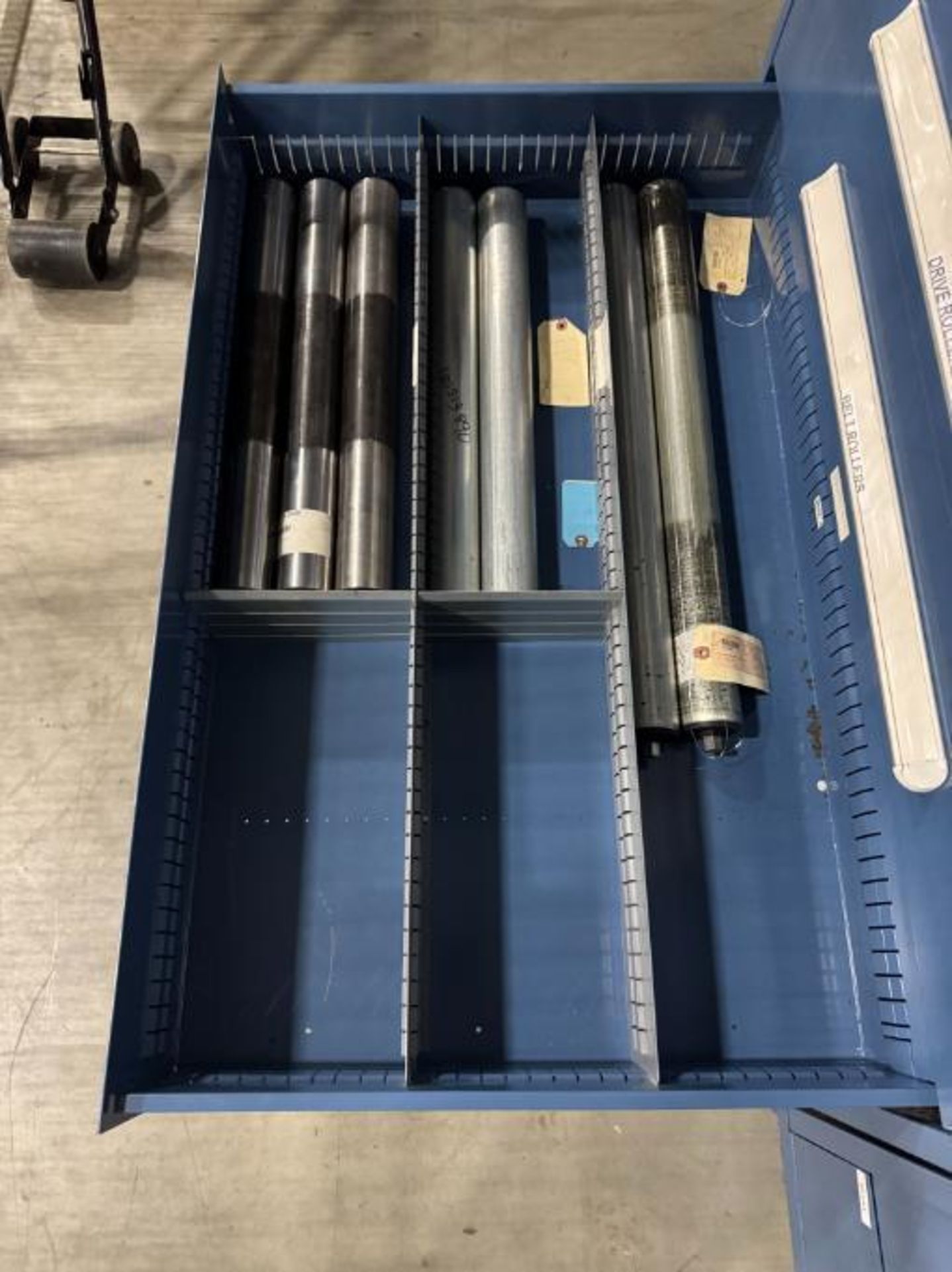 contents of 9) drawers- conveyor idler rollers, drive rollers, - Image 8 of 9