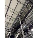 Invata partially powered roller conveyor, on ~16' uprights