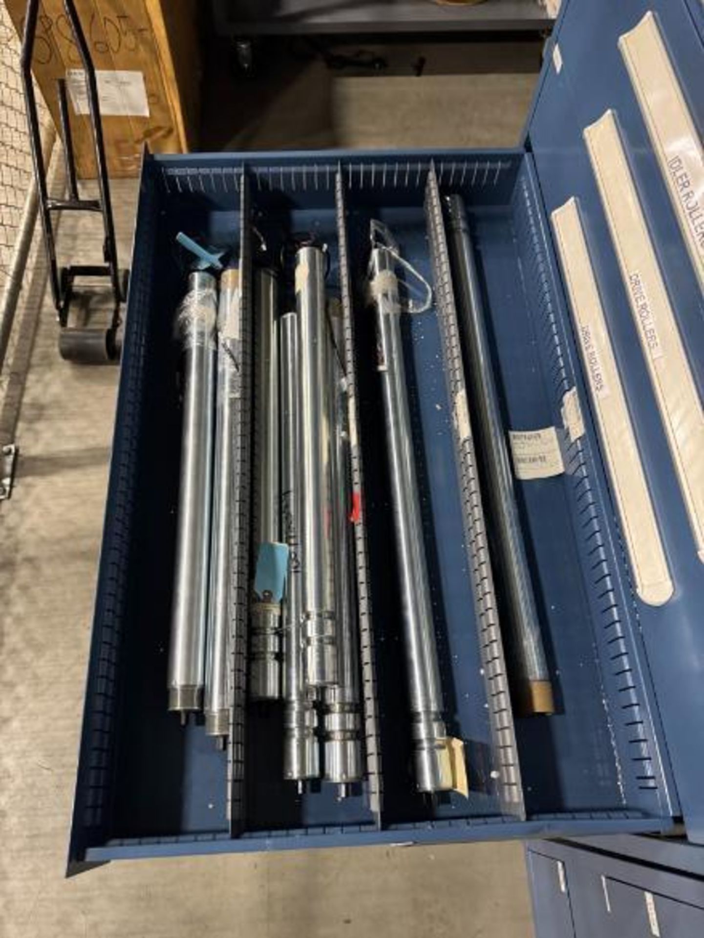 contents of 9) drawers- conveyor idler rollers, drive rollers, - Image 6 of 9