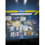 contents of 8) drawers- shoe sorter parts- drive shafts, belts,
