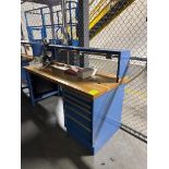 steel work desk w/ solid oak top & drawers