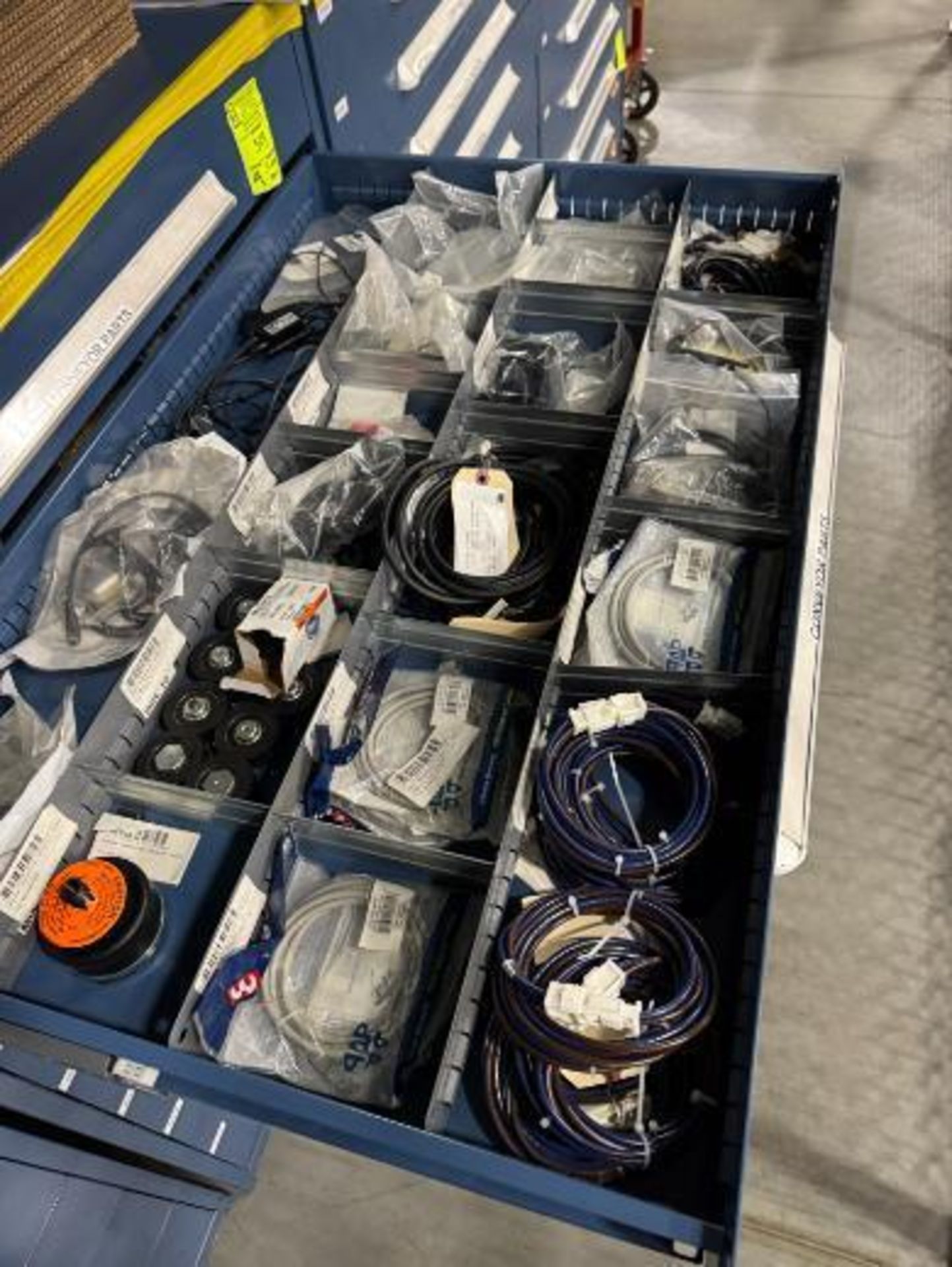 contents of 9) drawers- conveyor parts, idler rollers, belts, - Image 4 of 11