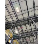 Invata partially powered roller conveyor, on ~16' uprights