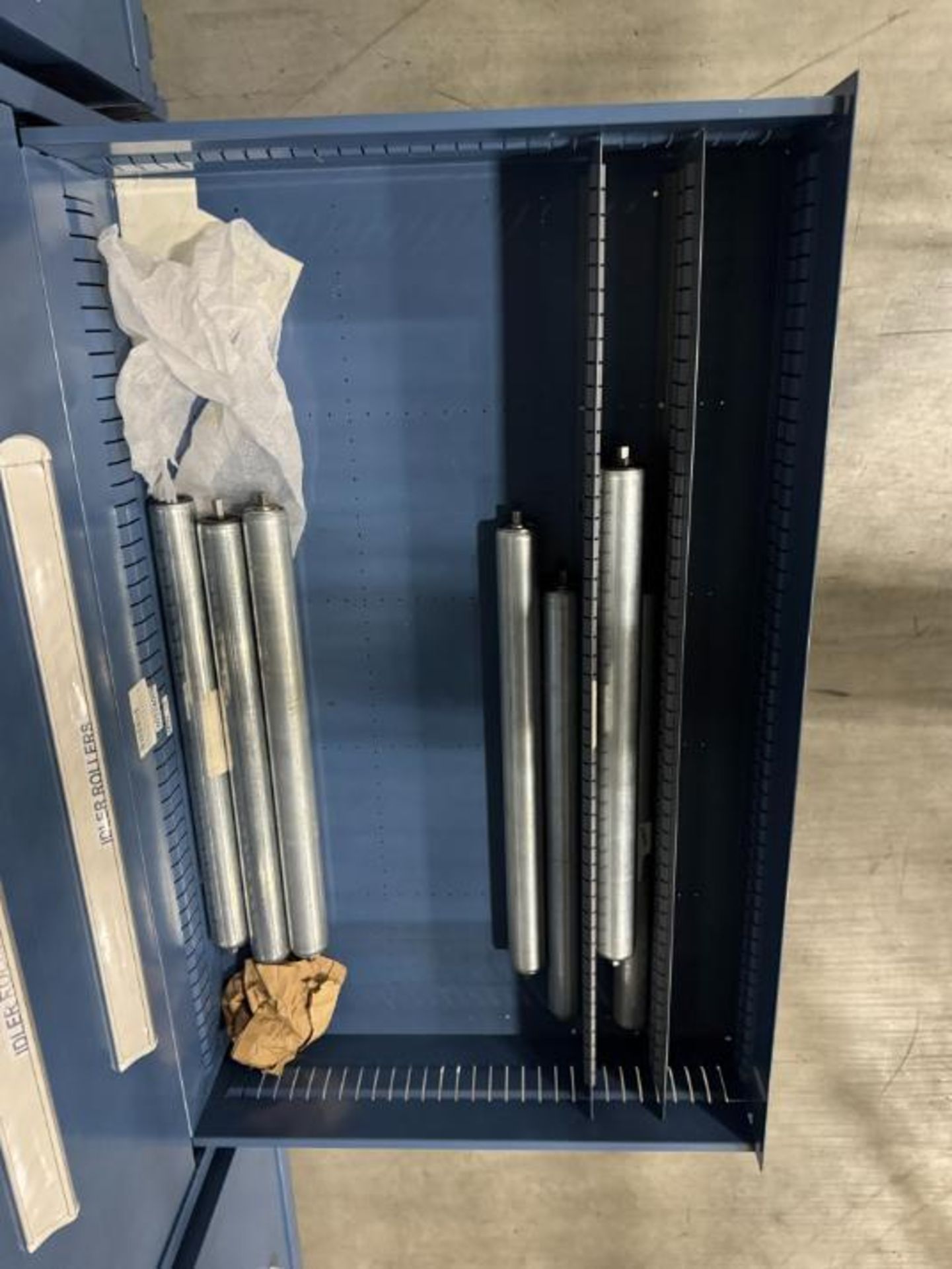contents of 9) drawers- conveyor idler rollers & parts - Image 9 of 9
