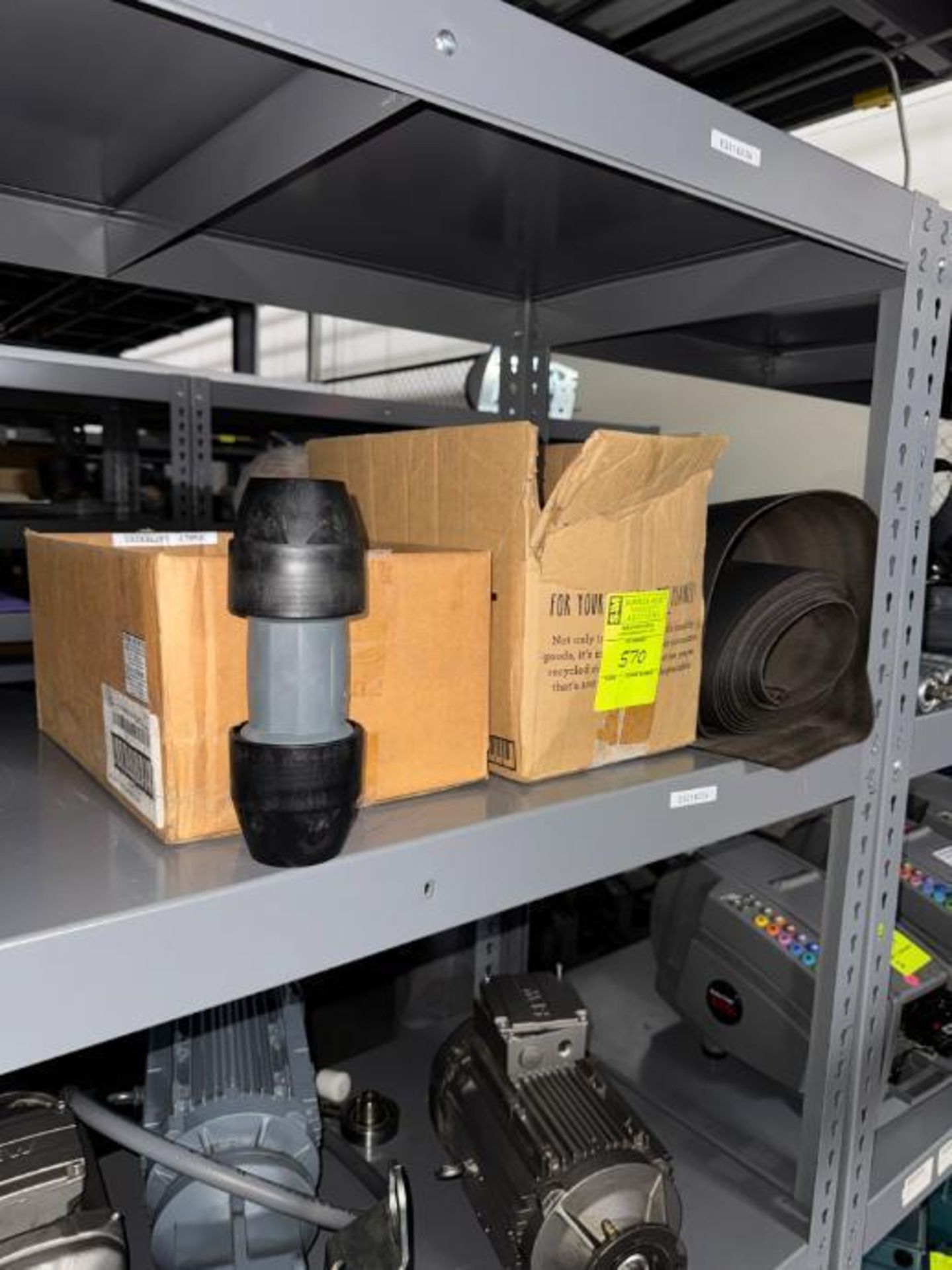 rest of shelf contents- 21 1/2" conveyor belt, misc parts