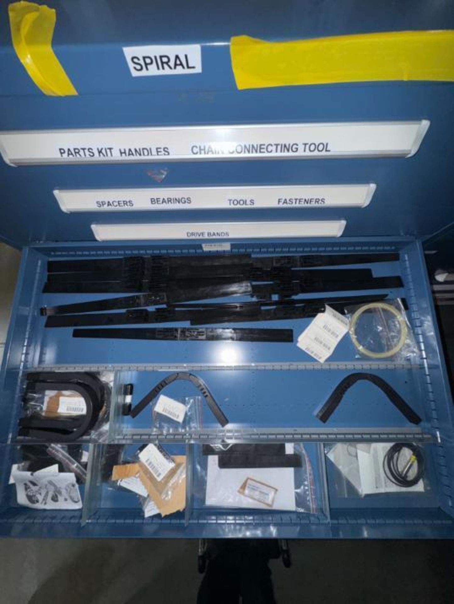 contents of 9) drawers- AmbaFlex spiralveyor parts- bearings, spacers, - Image 4 of 7