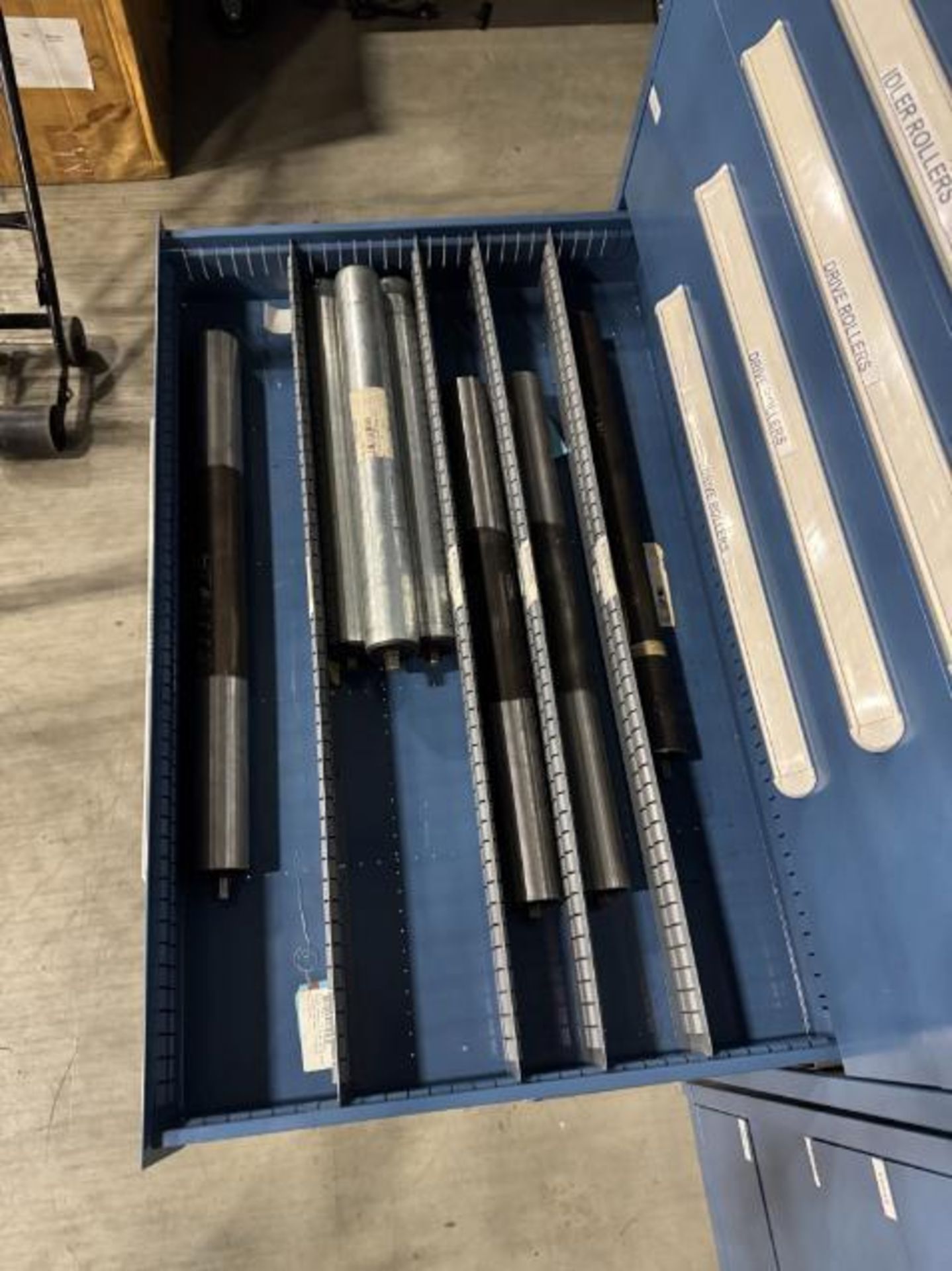 contents of 9) drawers- conveyor idler rollers, drive rollers, - Image 7 of 9
