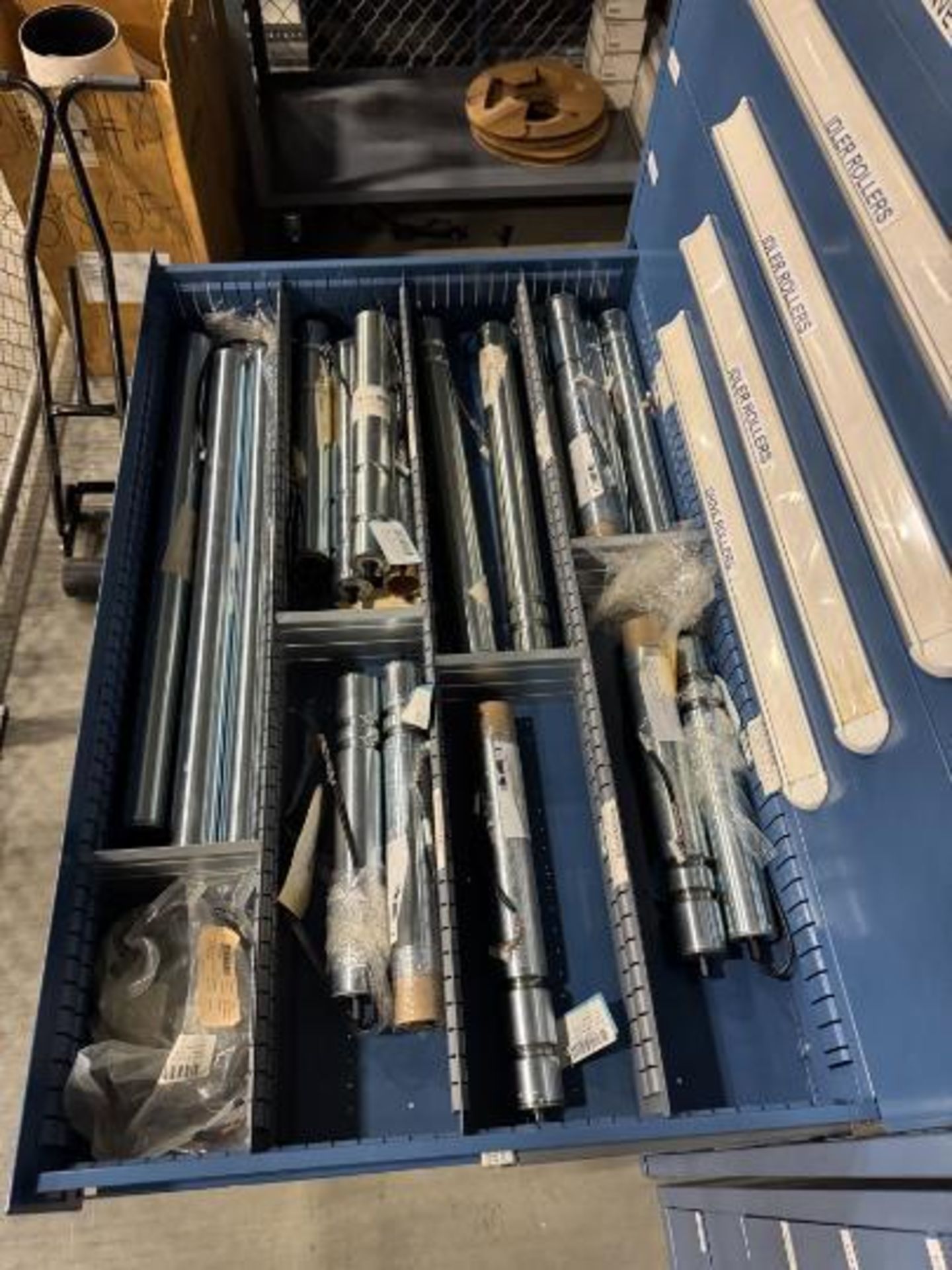 contents of 9) drawers- conveyor idler rollers, drive rollers, - Image 5 of 9