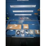 contents of 2) drawers- scales, weigh engine parts, etc