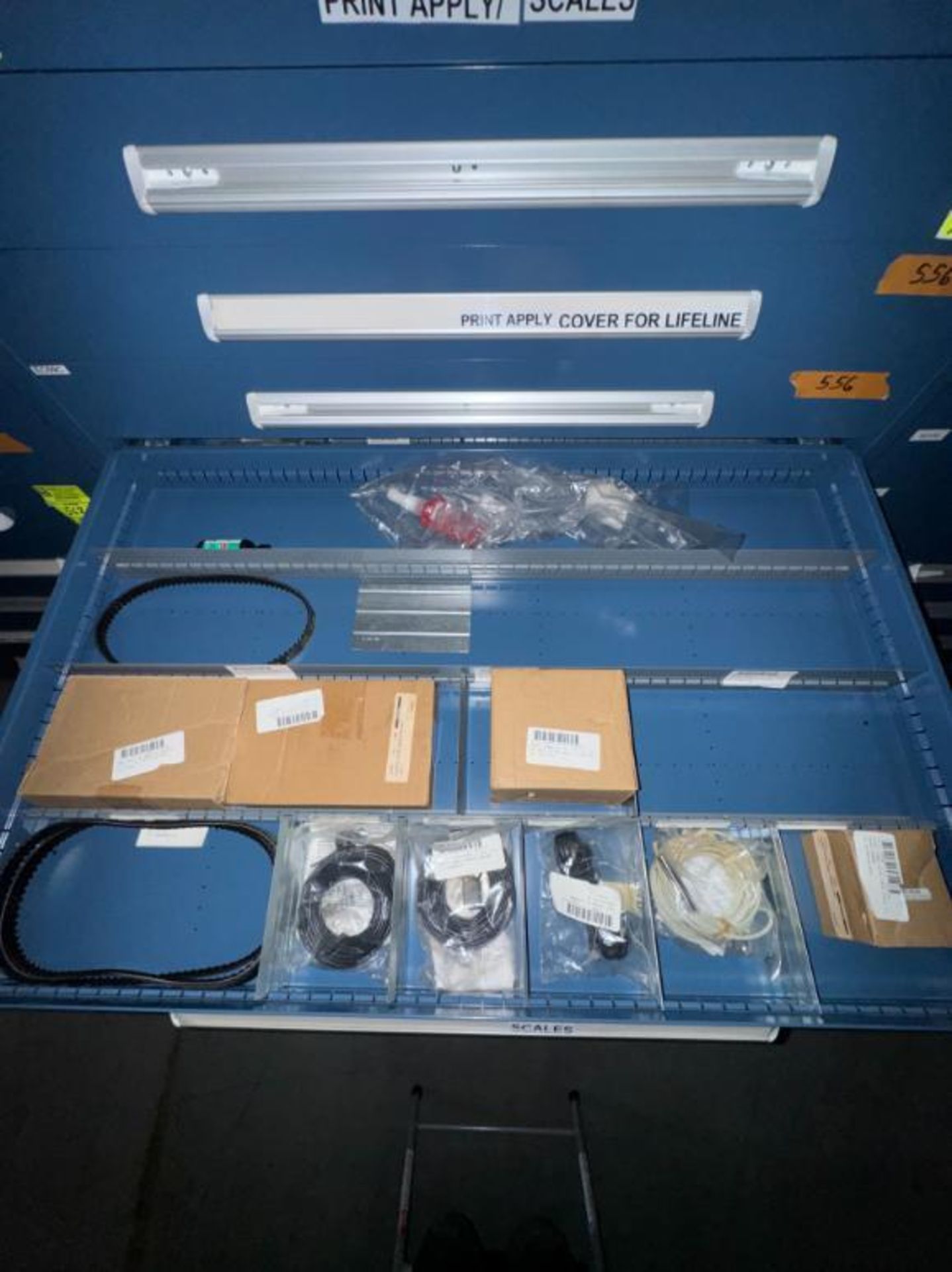 contents of 2) drawers- scales, weigh engine parts, etc