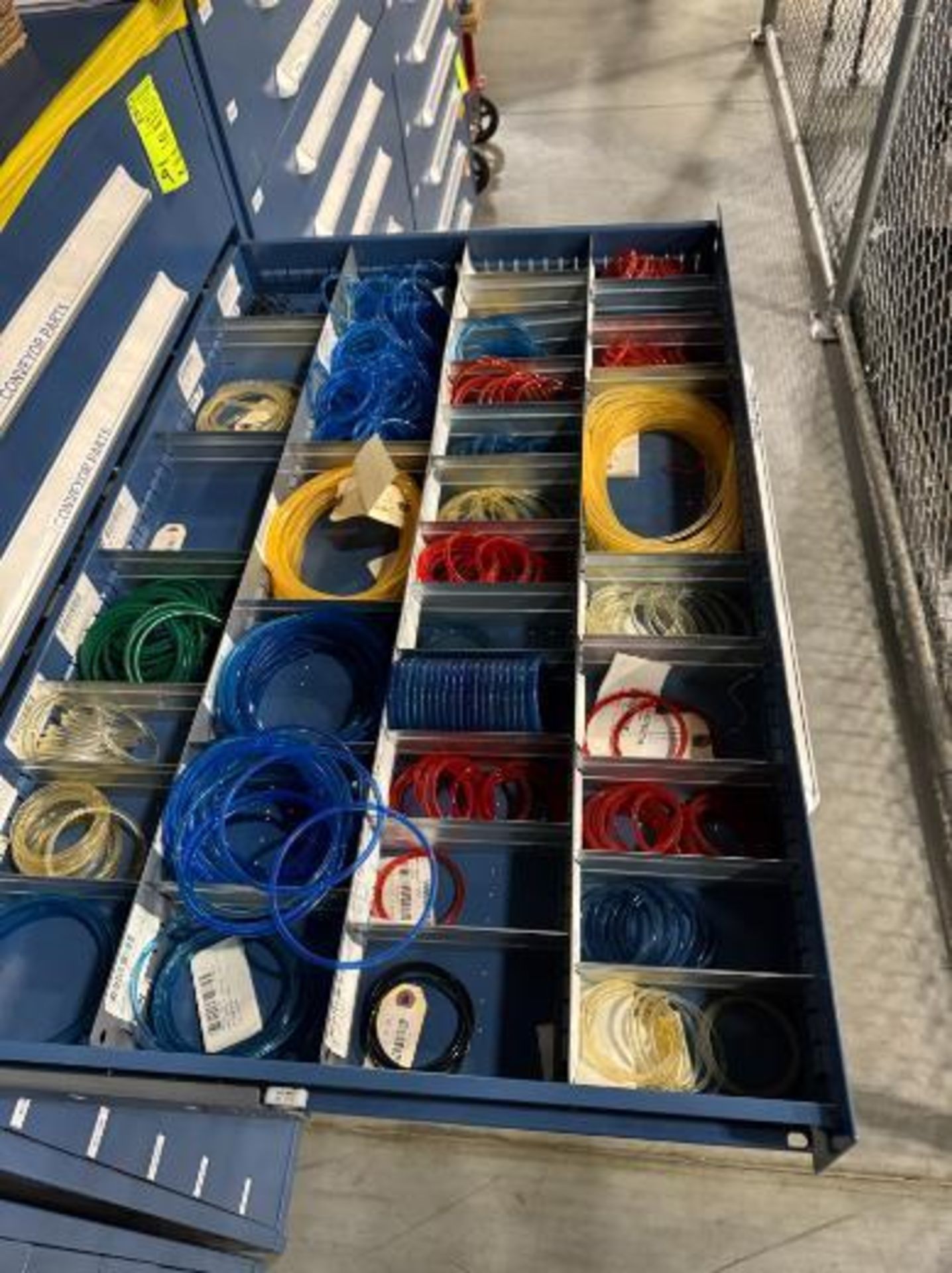 contents of 9) drawers- conveyor parts, idler rollers, belts, - Image 5 of 11