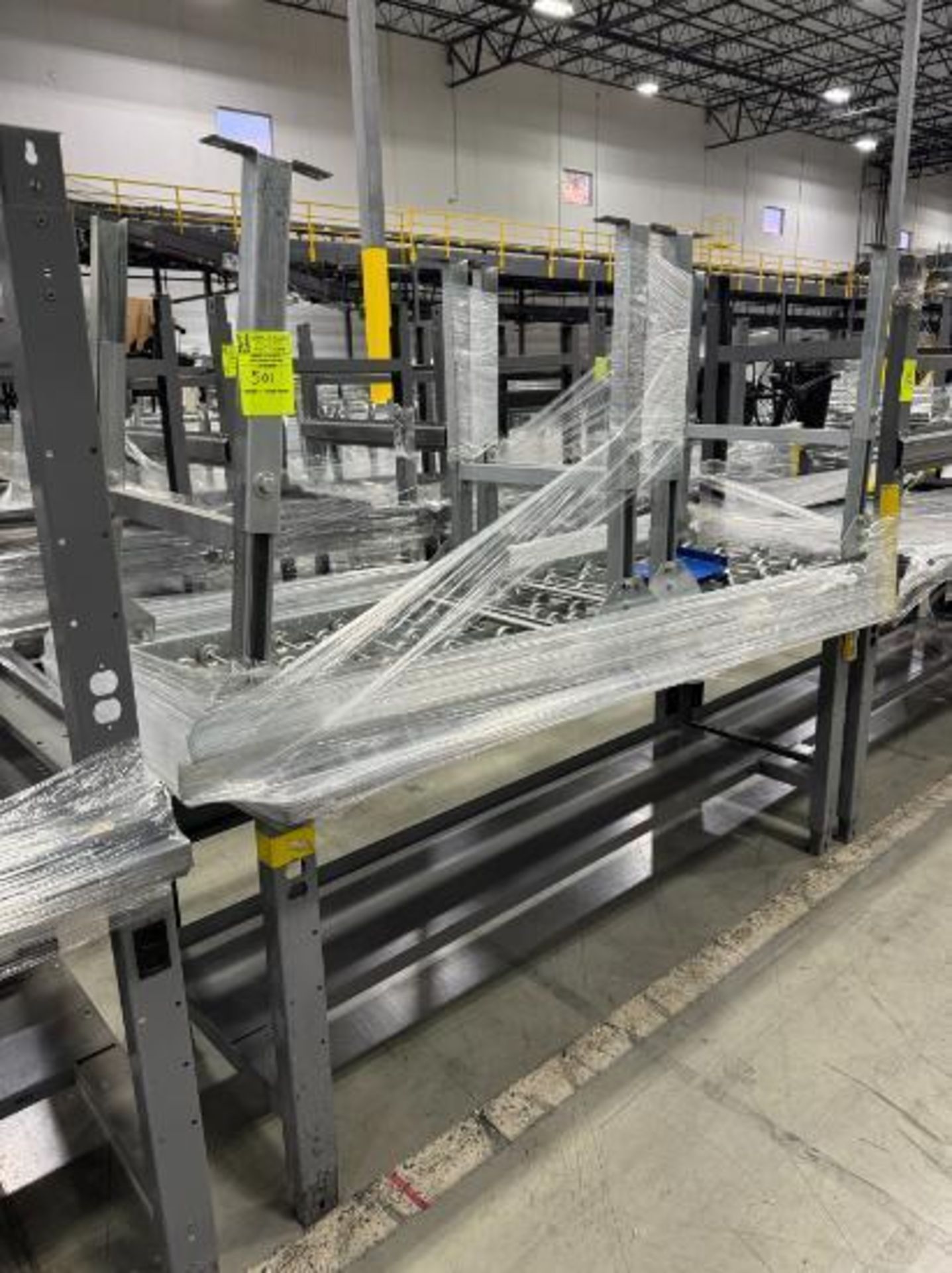 steel table & 2) 40" roller conveyors