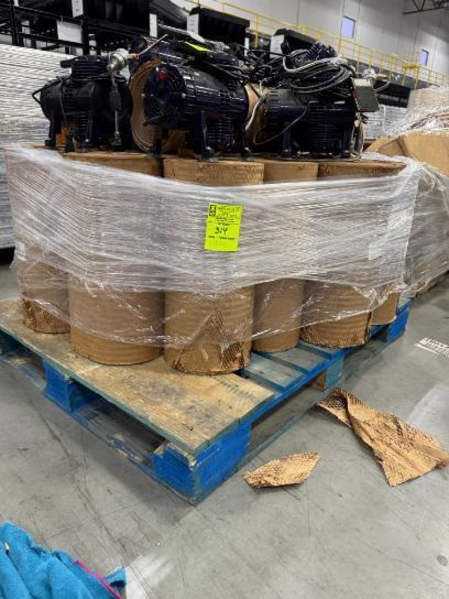 rolls of corrugated packing paper