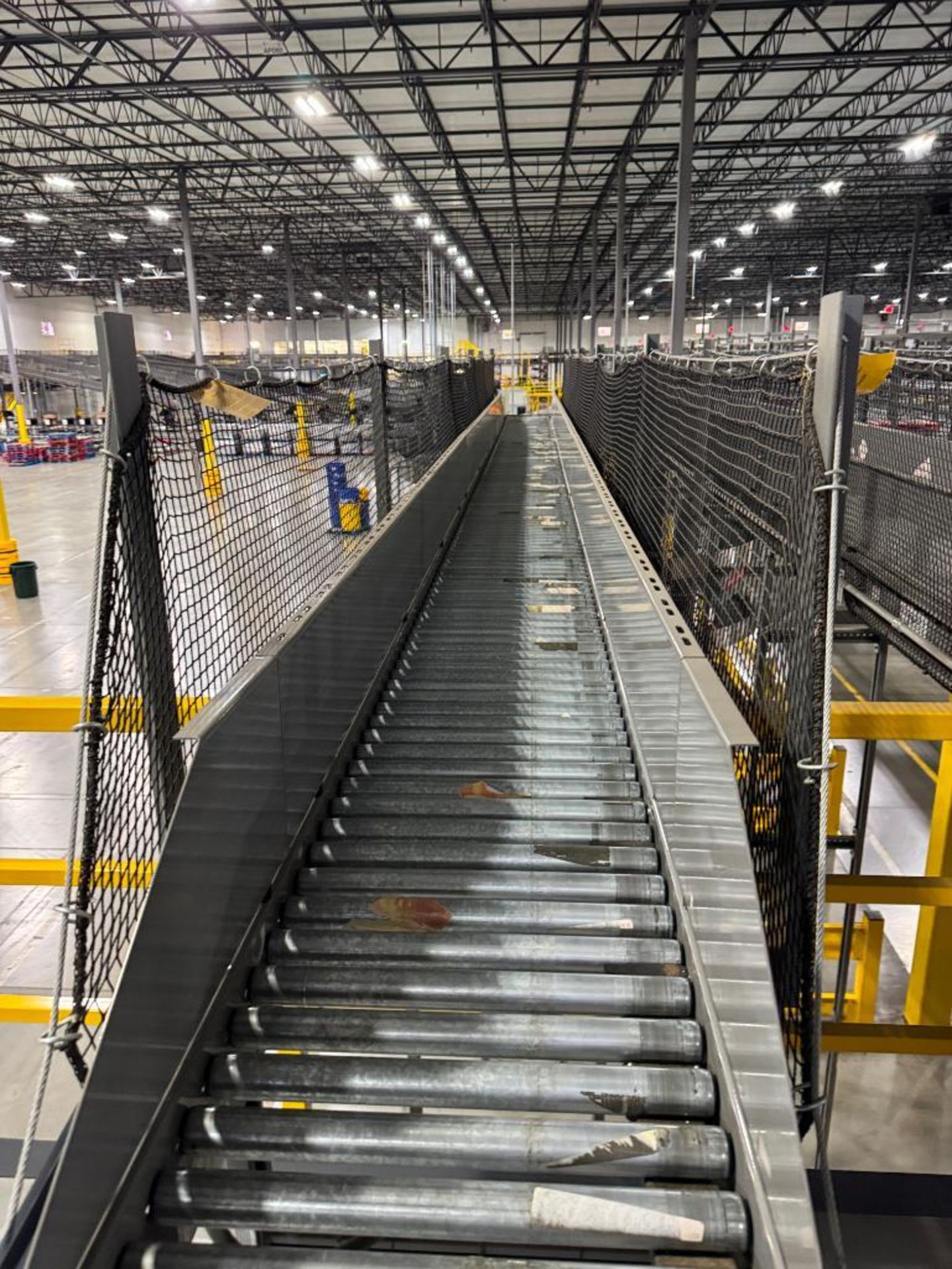 Invata partially powered roller conveyor, on ~16' uprights - Image 3 of 4